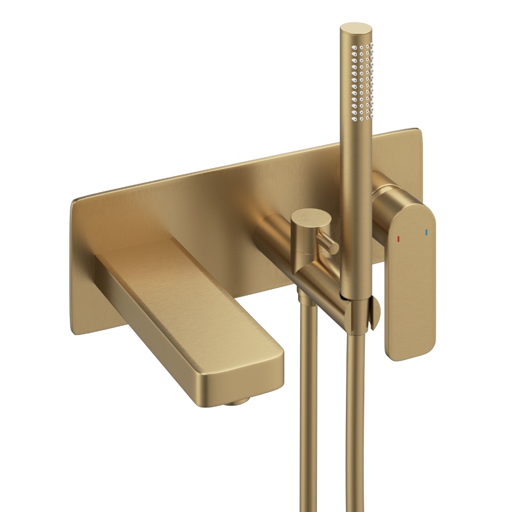 Product Cut out image of the Abacus Edge Brushed Brass Wall Mounted Bath Shower Mixer TBTS-624-3402